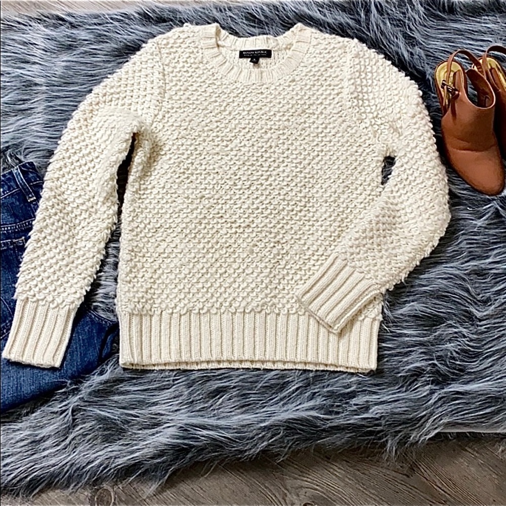 Banana Republic Open Crew Carpet Knit Sweater